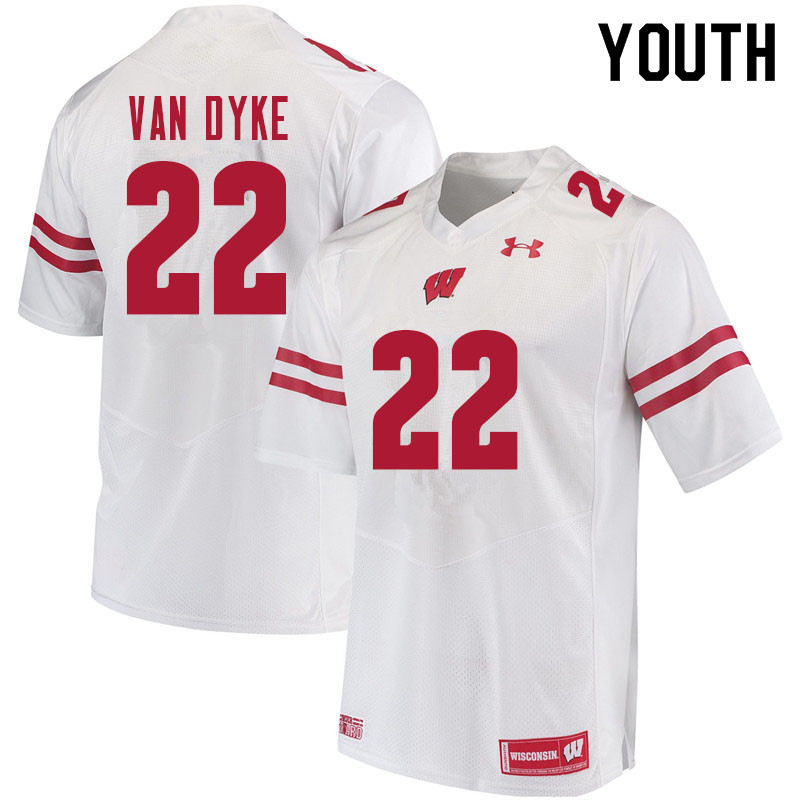 Youth #22 Jack Van Dyke Wisconsin Badgers College Football Jerseys Sale-White - Click Image to Close